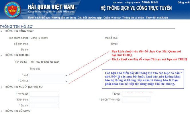 Điền thông tin